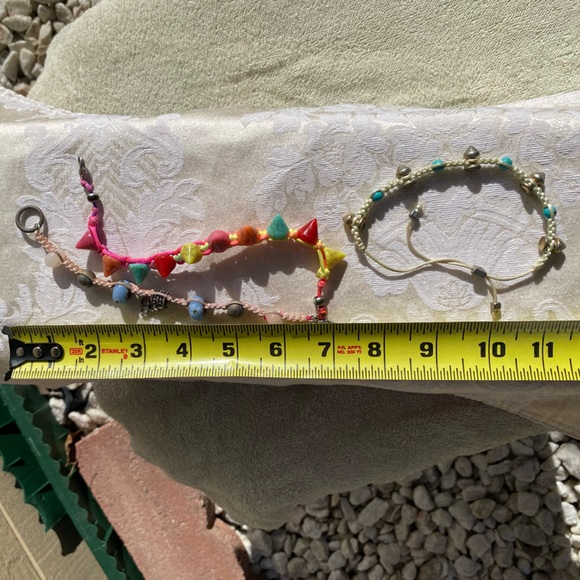 Beaded Macramé Braided String Bracelets set of 3 - Picture 5 of 6